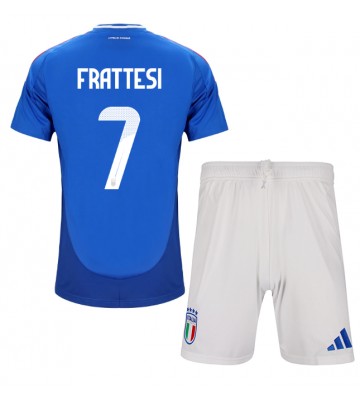 Italien Davide Frattesi #7 Hemmatröja Barn EM 2024 Kortärmad (+ Korta byxor)